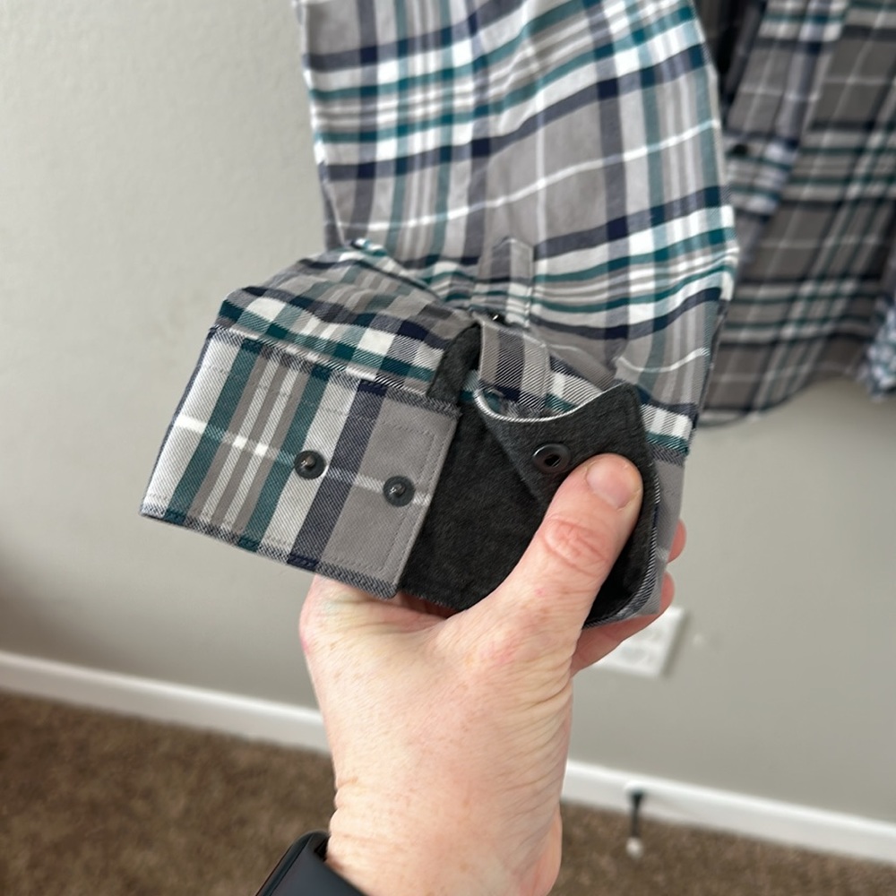 Express Men's Fitted Snap Button Down Plaid Shirt… - image 5